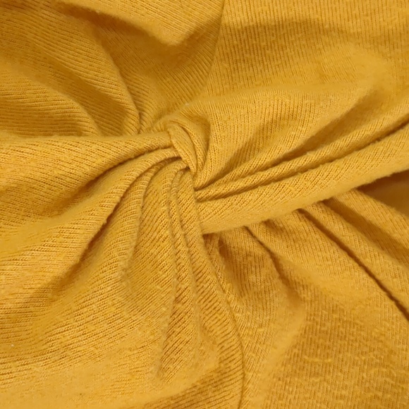 ❗$1 Bundled❗ MIKEY & JOEY Mustard Yellow Knot Front Stretchy Long Sleeve Shirt - Picture 4 of 6